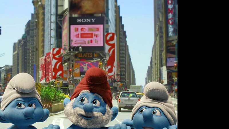 Primeira imagem oficial de <i>The Smurfs</i> mostra Ranzinza, Papai Smurf e Desastrado - Divulgação