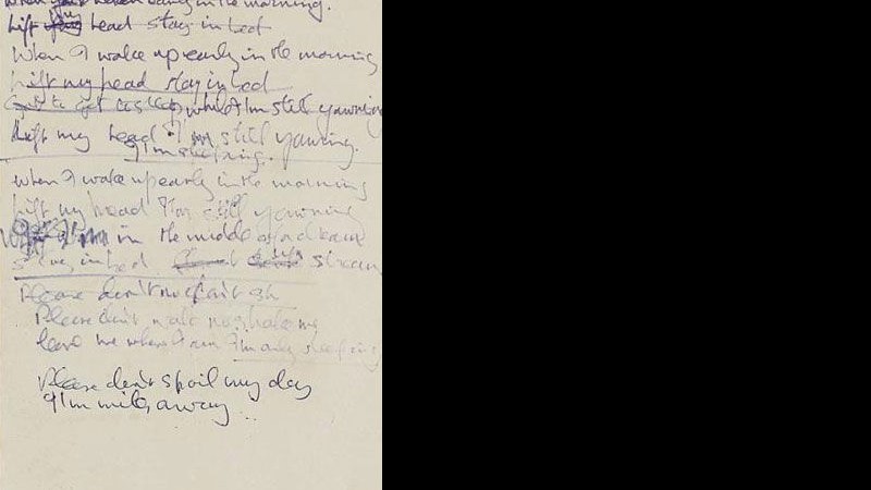 Manuscrito de "I'm Only Sleeping", dos Beatles, vai a leilão - Reprodução/Bonhams.com