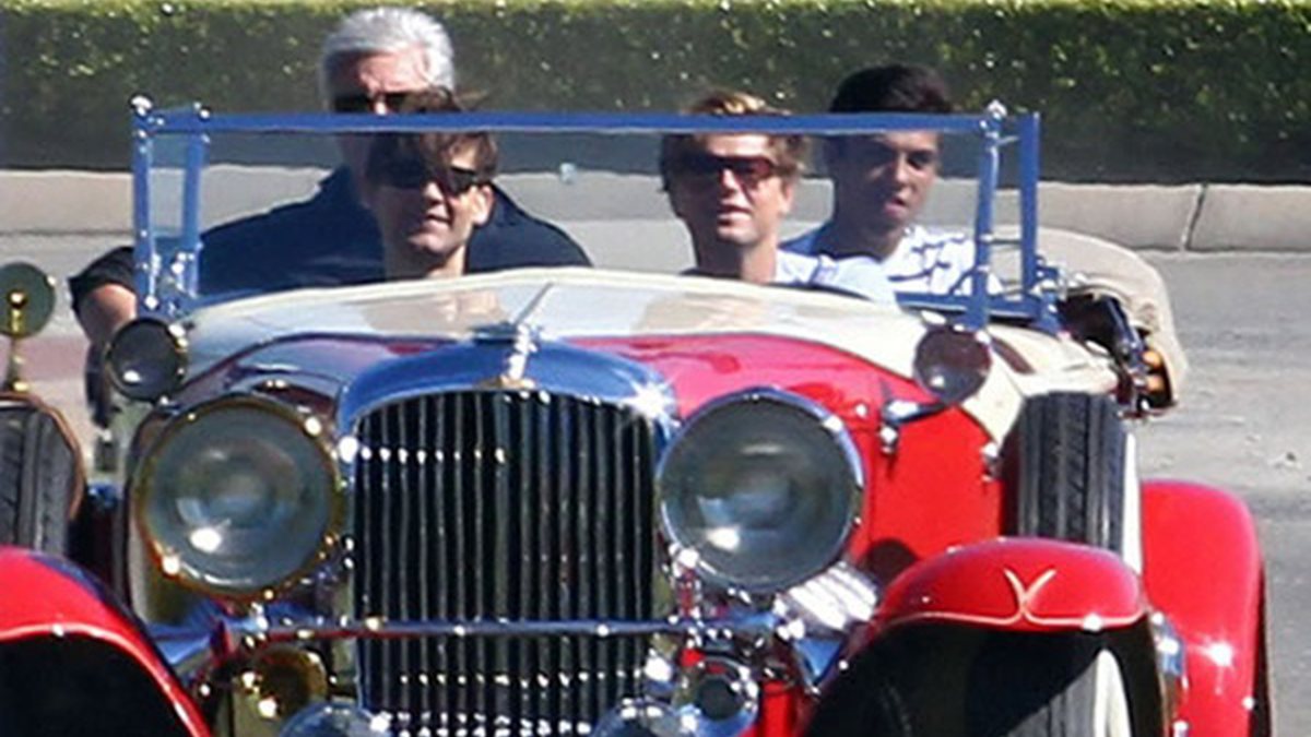 Tobey Maguire e Leonardo DiCaprio no set de gravação de <i>O Grande Gatsby</i> - Reprodução