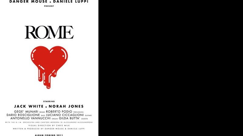 Cartaz de divulgação que promove o lançamento de <i>Rome</i>, composto por Danger Mouse e Daniele Luppi e com vocais de Jack White e Norah Jones - Reprodução/Facebook oficial