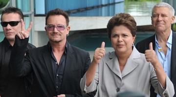 Presidente Dilma Rousseff recebeu o U2 em Brasília nesta sexta, 8 - Antonio Cruz/ABr