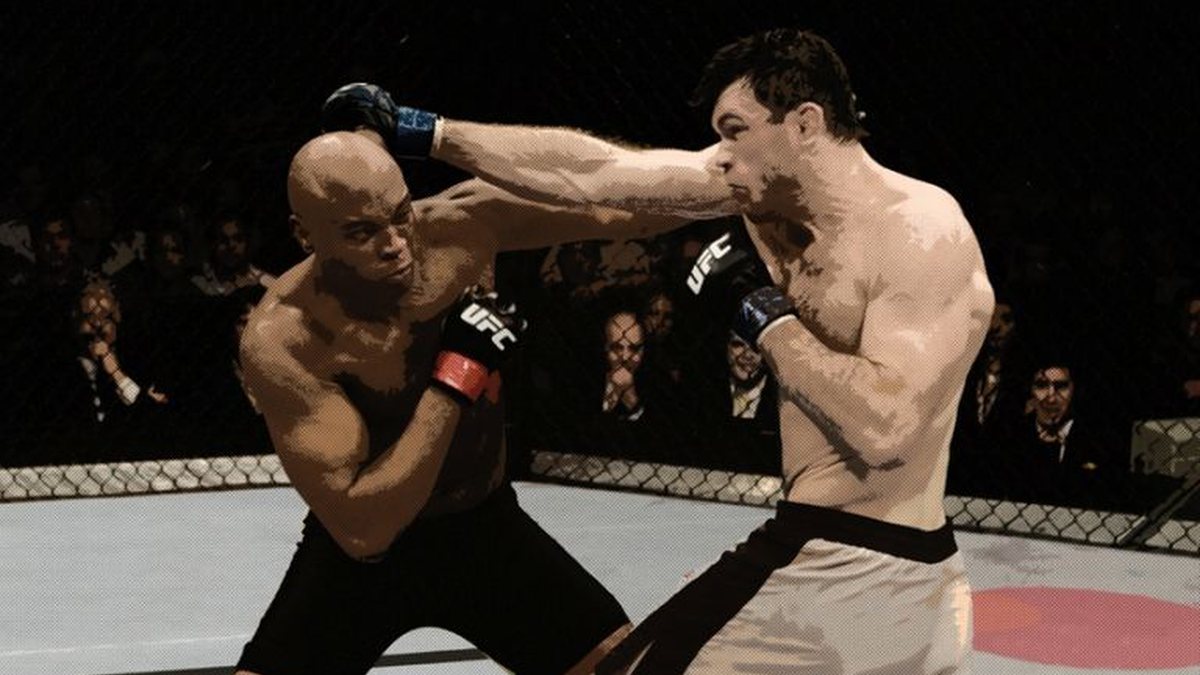 <b>O NÚMERO 1</b> Anderson Silva (à esq.) em ação: brasileiro é principal ídolo do UFC na atualidade - ILUSTRAÇÃO SOBRE FOTO: DANIEL MANGIONE/ DIVULGAÇÃO