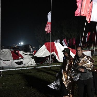 Imagem da tenda que desabou no Pukkelpop Festival - AP