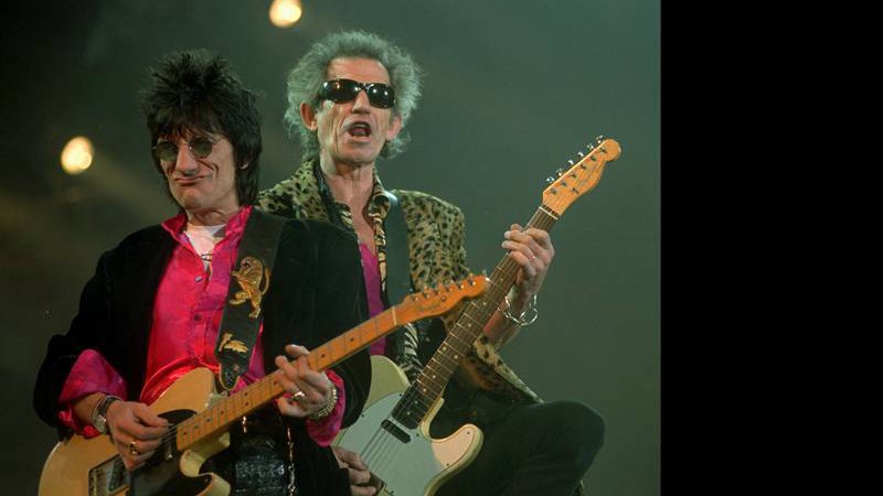 Ron Wood e Keith Richards em Seattle, em 28 de novembro de 1997, em show da turnê <i>Bridges To Babylon</i>

 - AP