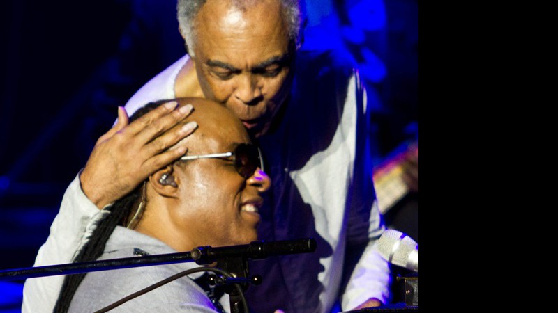 Gilberto Gil e Stevie Wonder em clima de cumplicidade no Rio de Janeiro - Marcos Hermes/Divulgação