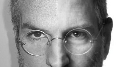 Montagem com foto de Ashton Kutcher e Steve Jobs - Reprodução / Twitter