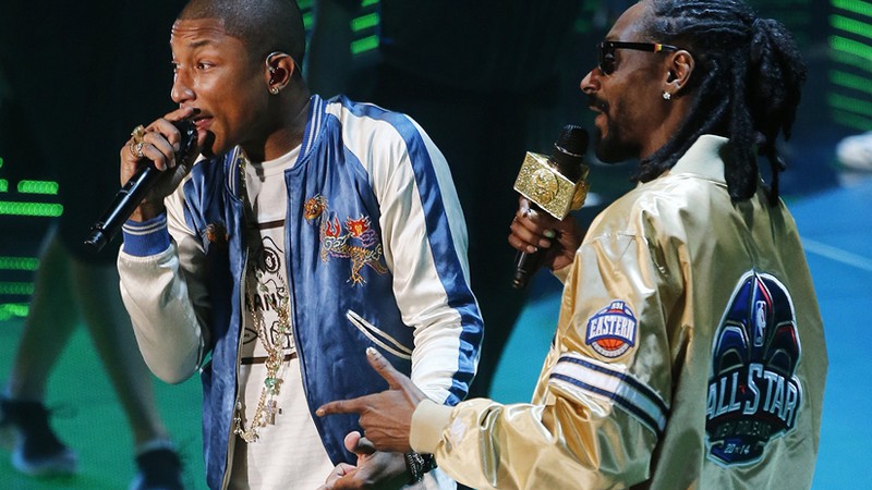 Pharrel Williams e Snoop Dogg no show do All-Star Game da NBA 2014 - Brent Stewart/AP