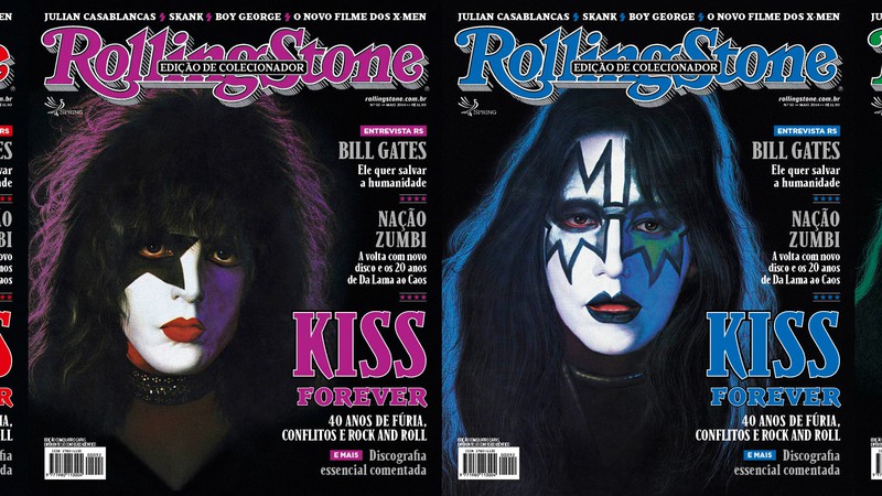 Os integrantes da formação clássica do Kiss nas capas da <i>Rolling Stone Brasil</i>