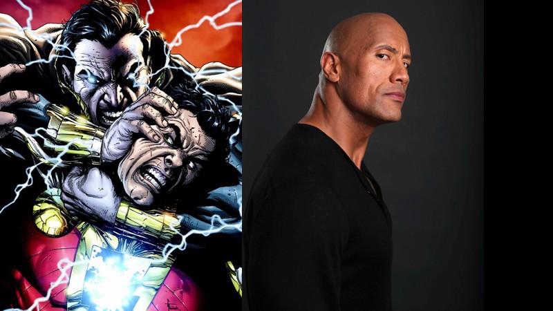 Dwayne Johnson pode escolher em interpretar Shazam ou Adão Negro - Montagem: Twitter/Eric Charbonneau/AP