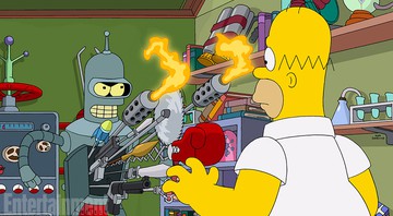 Bender, de <i>Futurama</i>, e Homer Simpson - Reprodução/EW