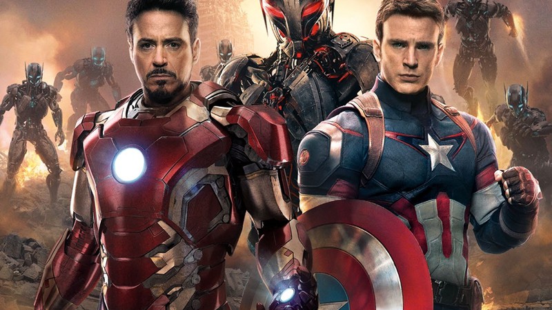 Homem de Ferro (Robert Downey Jr.) e Capitão América (Chris Evans) no pôster do filme <i>Os Vingadores 2: A Era de Ultron</i> - Divulgação