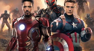 Homem de Ferro (Robert Downey Jr.) e Capitão América (Chris Evans) no pôster do filme <i>Os Vingadores 2: A Era de Ultron</i> - Divulgação