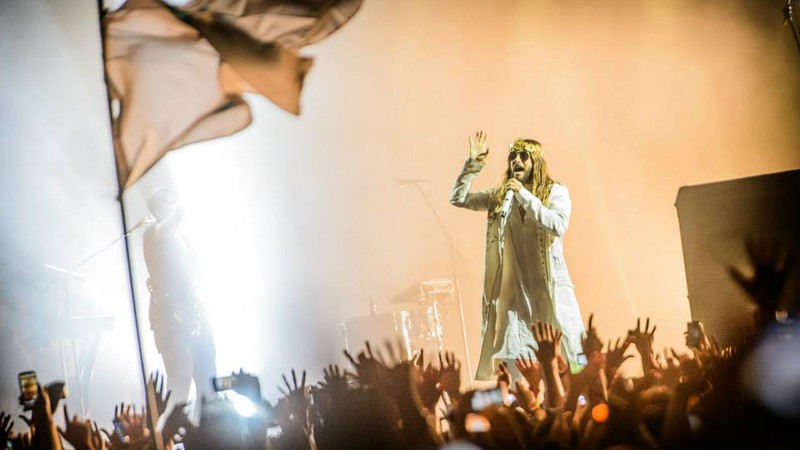 Jared Leto no início do show do Thirty Seconds to Mars no Espaço das Américas, em São Paulo -  Stephan Solon/Move Concerts 