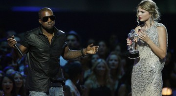 Kanye West e Taylor Swift durante a apresentação do VMA 2009 (Foto: AP)