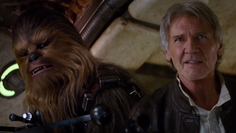 Han Solo (Harrison Ford) e Chewbacca (Peter Mayhew) em teaser de <i>Star Wars: Episódio VII – O Despertar da Força</i> - Reprodução/Vídeo