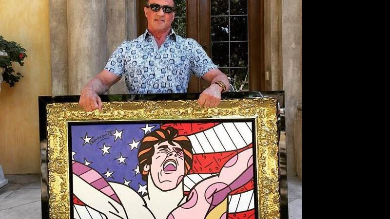 Sylvester Stallone ganha retrato pintado pelo artista brasileiro Romero Britto - Reprodução/Facebook