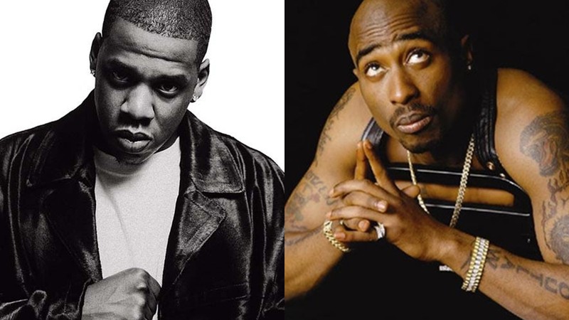 Os rappers Jay Z e Tupac Shakur - Reprodução