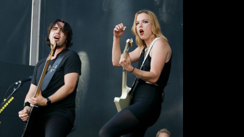 Joe Hottinger e Lzzy Hale, do Halestorm, no Rock in Rio 2015 - Pasquale/ Estácio/ Divulgação