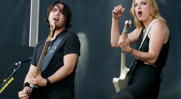 Joe Hottinger e Lzzy Hale, do Halestorm, no Rock in Rio 2015 - Pasquale/ Estácio/ Divulgação