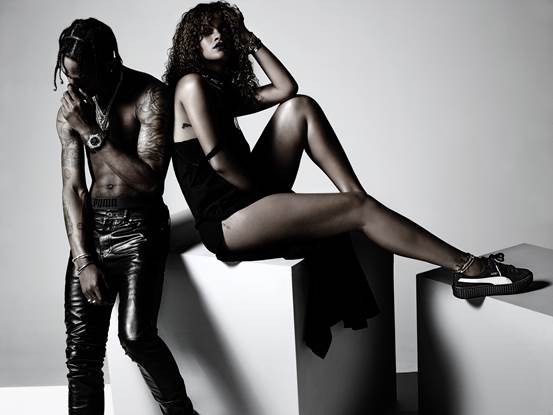 Rihanna e Travi$ Scott em campanha da PUMA. - Divulgação