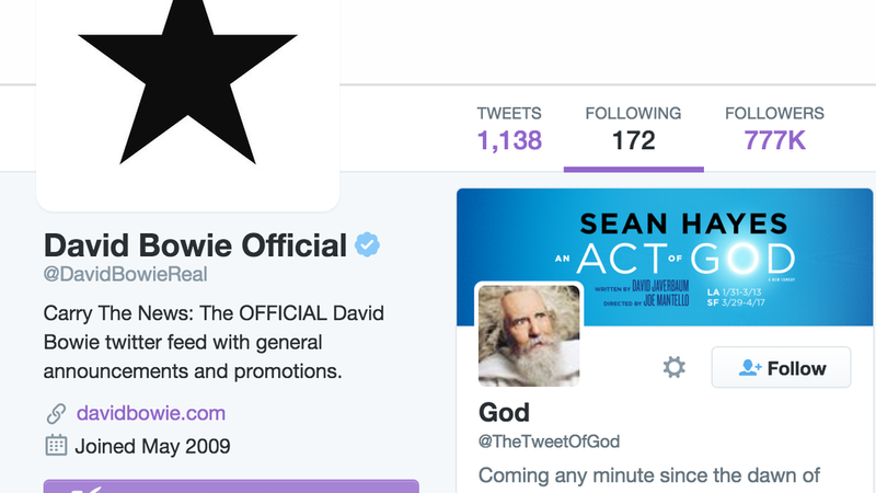 Última conta no Twitter seguida por Bowie foi a de Deus - Reprodução