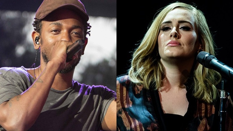 Adele e Kendrick Lamar, dois dos nomes que se apresentam no Grammy 2016 - AP