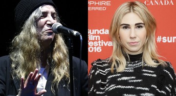 A atriz Zosia Mamet, de <i>Girls</i>, e a cantora Patti Smith - Montagem/AP