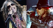 Steven Tyler, líder do Aerosmith, e Axl Rose, vocalista do Guns N' Roses - AP