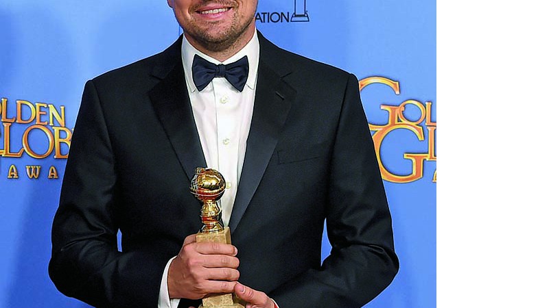 O papel em <i>O Regresso</i> rendeu a Leonardo DiCaprio também um Globo de Ouro - JORDAN STRAUSS