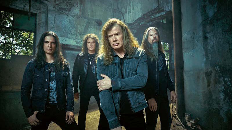 <b>BANDA RENOVADA</b><br>
(Da esq. para a dir.) Kiko Loureiro, Dave Ellefson, Dave Mustaine e Chris Adler.  - Divulgação