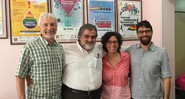 Da esquerda para direita: Bill Bowling, Fernando Quaresma (Associação Parada do Orgulho LGBT), Cristina Abi (O2 Filmes) e Eduardo Raccah (SPCine).