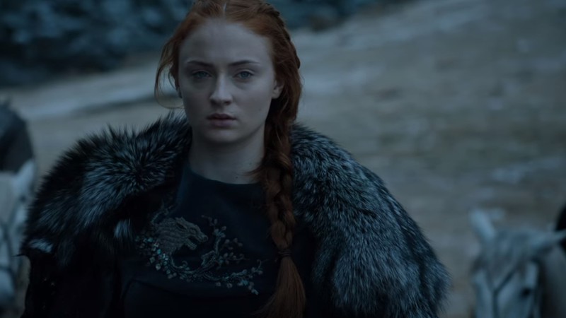 Sansa Stark (personagem de Sophie Turner) em cena de trailer da sexta temporada de <i>Game of Thrones</i> - Reprodução/Vídeo