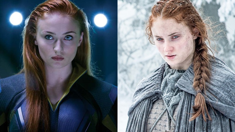 A atriz Sophie Turner em dois papéis:como Jean Grey em <i>X-Men: Apocalipse</i> e como Sansa em <i>Game of Thrones</i> - Reprodução/Divulgação