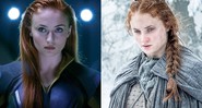 A atriz Sophie Turner em dois papéis:como Jean Grey em <i>X-Men: Apocalipse</i> e como Sansa em <i>Game of Thrones</i> - Reprodução/Divulgação