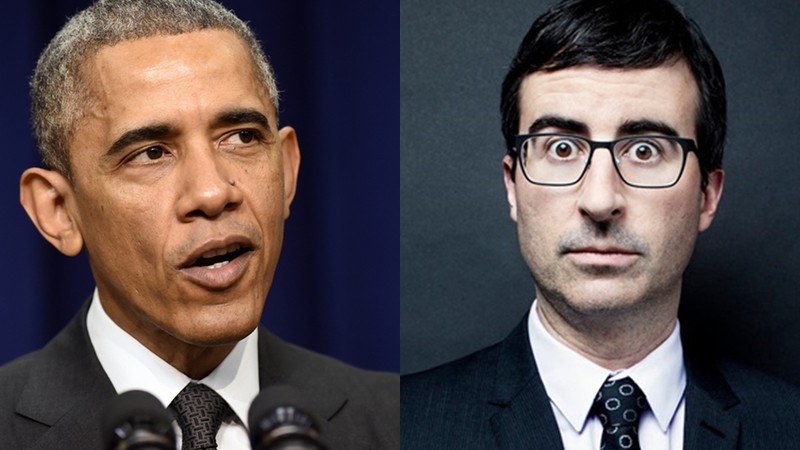 O presidente dos Estados Unidos, Barack Obama, e o apresentador de TV, John Oliver - AP