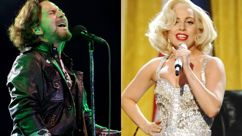 Eddie Vedder, vocalista do Pearl Jam e a cantora Lady Gaga - AP