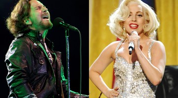 Eddie Vedder, vocalista do Pearl Jam e a cantora Lady Gaga - AP