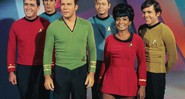 O elenco da série de TV em 1967: James Doohan, Leonard Nimoy, William Shatner, DeForest Kelley, Nichelle Nichols e Walter Koenig (da esq. para a dir.) - Divulgação