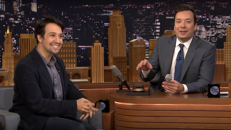 Lin-Manuel Miranda no <i>The Tonight Show</i>, apresentado por Jimmy Fallon - Reprodução