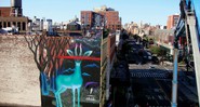 <b>PELO MUNDO</b>
Primeira obra em que Marina Zumi usou vermelho, feita em 2015 em um muro da cidade de Nova York, para uma campanha chamada Education Is Not a Crime - Divulgação