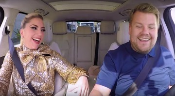 Lady Gaga e James Corden no "Carpool Karaoke", quadro do <i>Late Late Show</i> - Reprodução