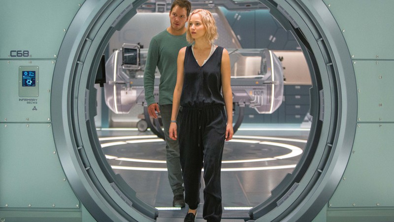 Pratt e Jennifer exploram o espaço em <i>Passageiros</i>.
 - Jaimie Trueblood/Columbia Pictures/Divulgação