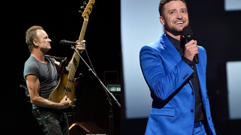 Sting e Justin Timberlake, que se apresentarão no Oscar 2017 - ANSA/AP/John Shearer