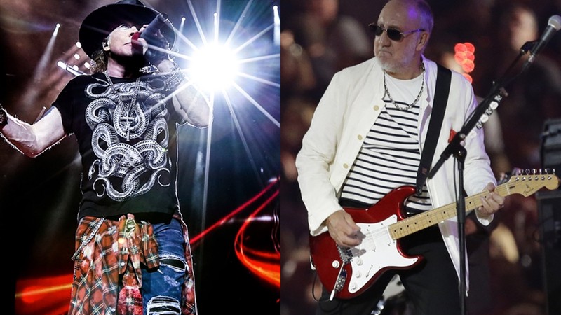 Axl Rose, do Guns N' Roses, e Pete Townshend, do The Who - AP