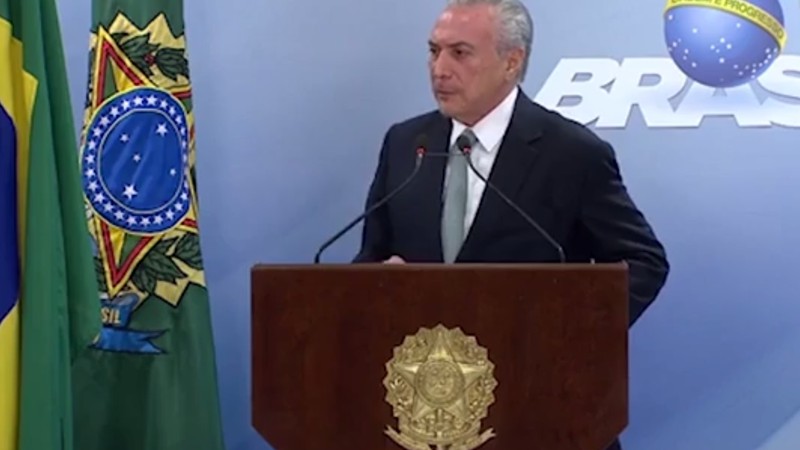 O presidente da República, Michel Temer, durante pronunciamento no Palácio do Planalto - Reprodução/Vídeo