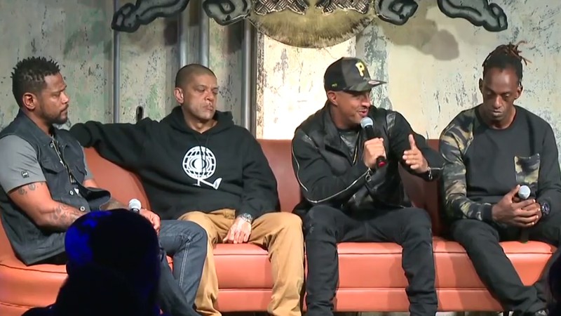 Edi Rock, KL Jay, Mano Brown e Ice Blue, do Racionais MC's, em vídeo de entrevista no Red Bull Music Academy Festival São Paulo - Reprodução/Vídeo