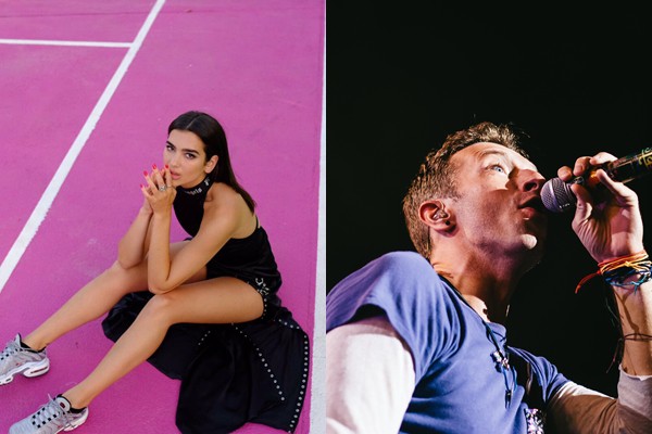 Dua Lipa e Chris Martin, do Coldplay - Reprodução/Divulgação