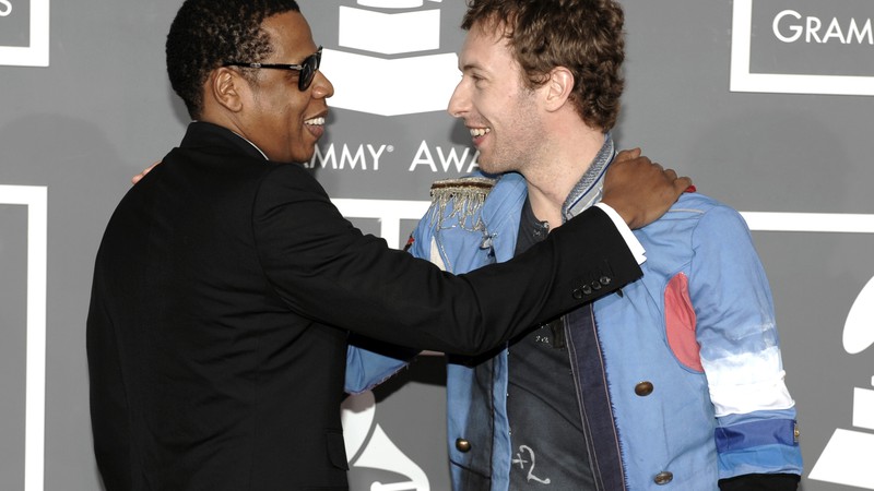 Jay-Z e Chris Martin no Grammy de 2009 - AP