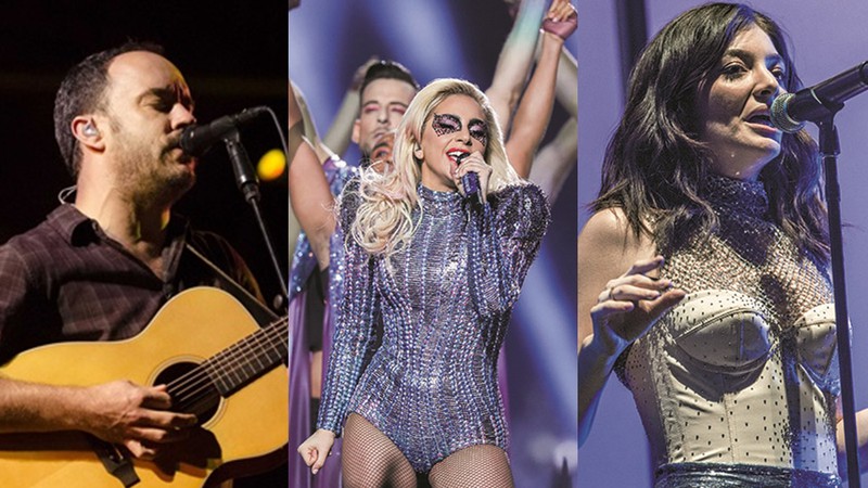 Dave Matthews Band, Lady Gaga e Lorde - Camila Cara/Divulgação/T4F; Anthony Behar/Sipa USA/AP; Amy Harris/Invision/AP