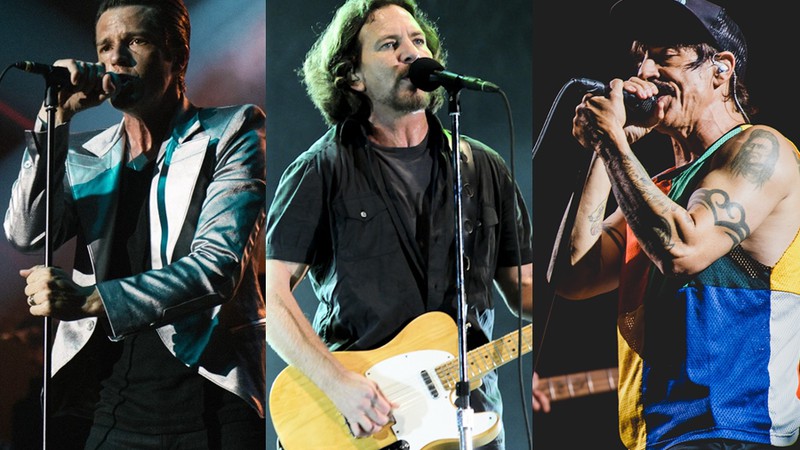 The Killers, Pearl Jam e Red Hot Chili Peppers, os três headliners do Lollapalooza 2018 - Reprodução/Carolina Vianna/Wesley Allen/I Hate Flash/Divulgação